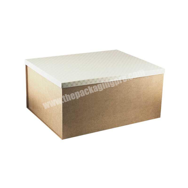 Extra large kraft lift off separate lid folding base foldable gift box