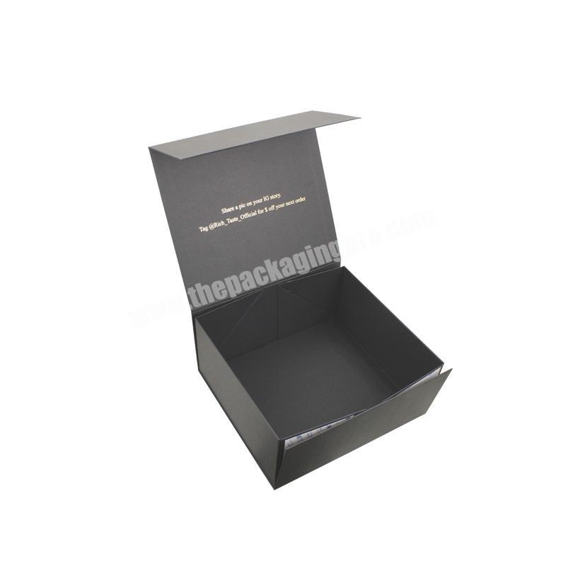 Factory Hot Sale Customize Logo Printing Large Black Foldable Magnetic Lid Gift Box Wholesale