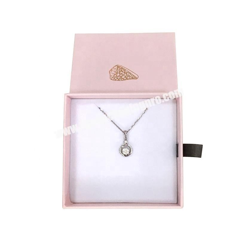 Hot sale jewelry sliding box package gift box pink sliding drawer box private label packaging