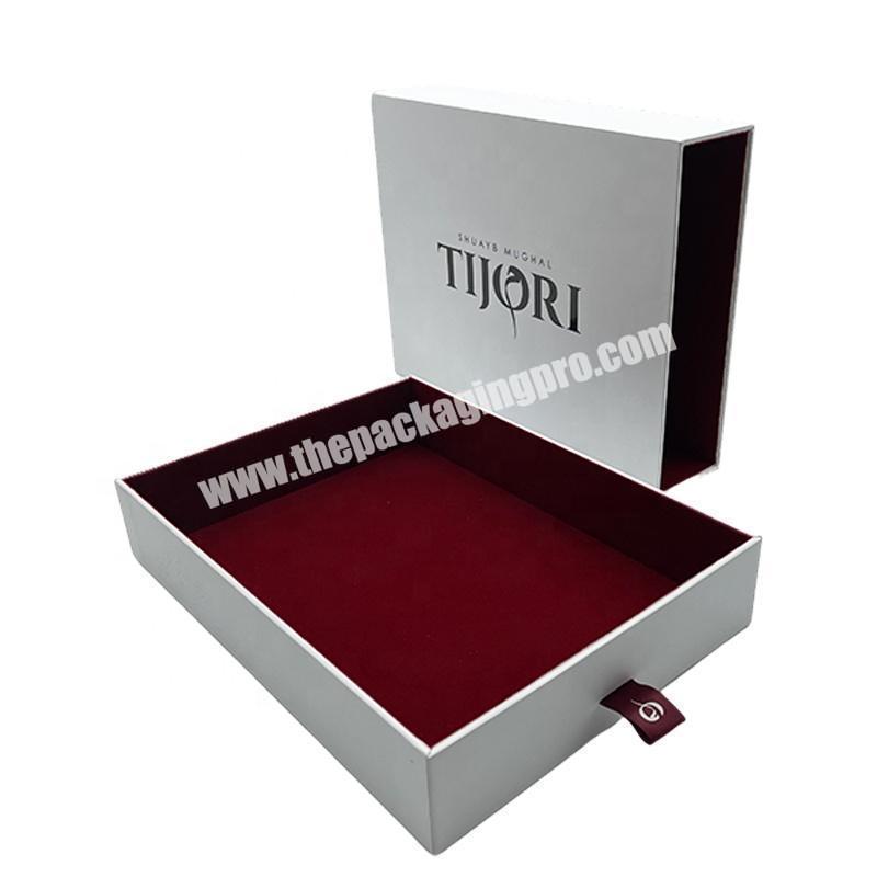 Factory Luxury Velvet Insert Spot UV Logo Custom Brand Jewelry Necklace Drawer Packaging Gift Boxes Cardboard
