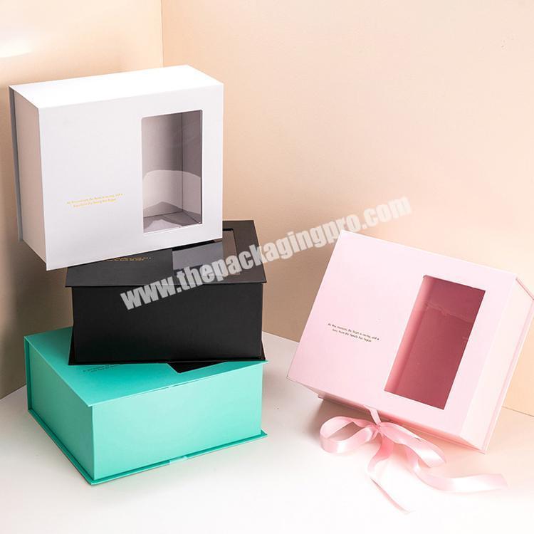 Factory Price Customized Luxury Clamshell Box Pvc Window Flower Packaging Gift Box With Ribbon