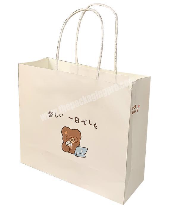 Factory Price Cute Anime Design Biodegradable Printed Foldable Shopping Kraft Paper Shoes Bag For Kids And Teens