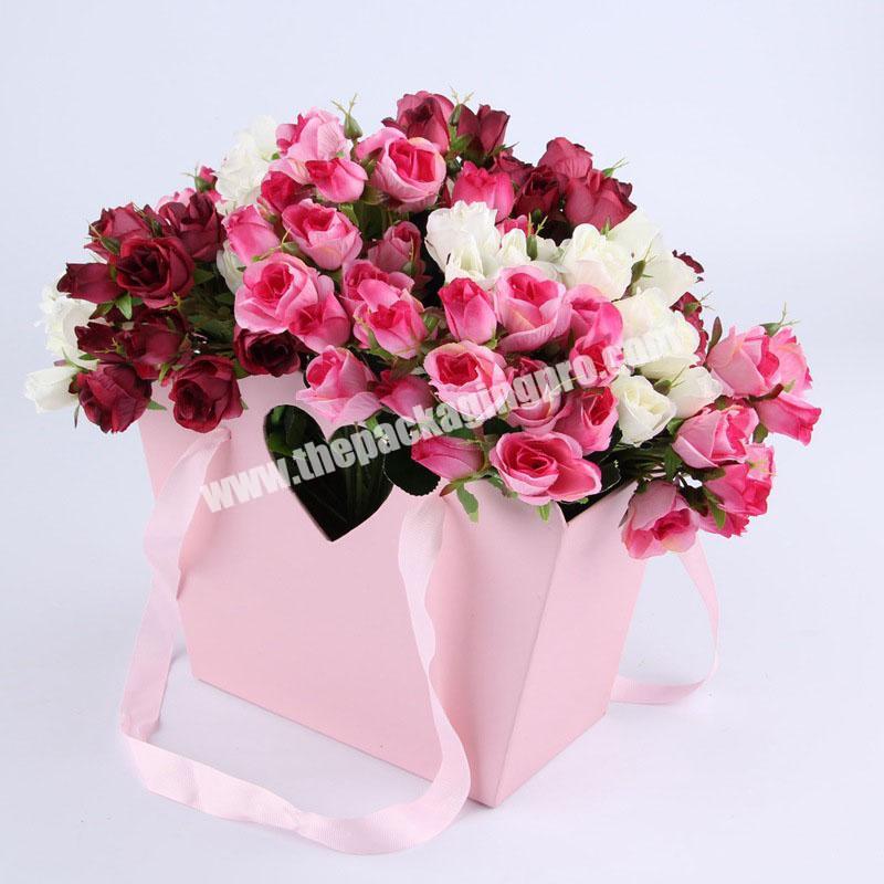 Factory Price Flower Paper Bag Portable Gift Package Bag take away custom packaging box With Handles