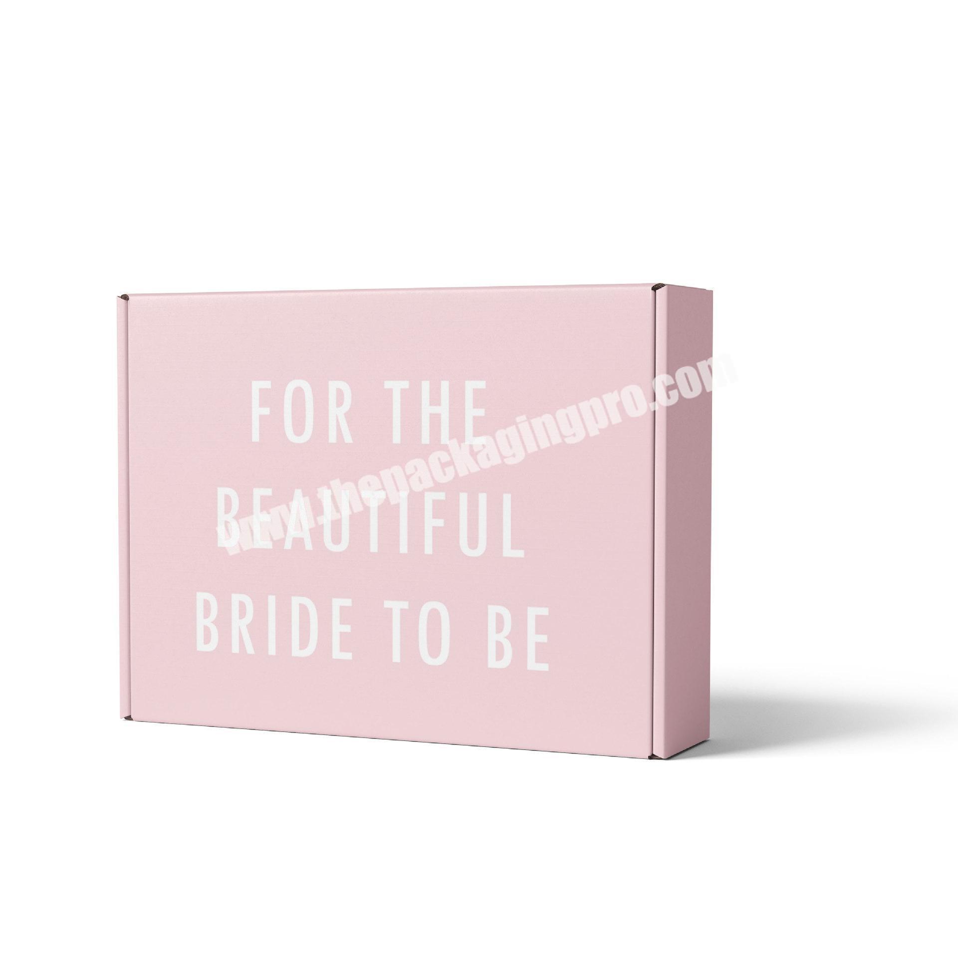 Corrugated Luxury Foldable Holiday Gift Box Wedding Favors Box with Ribbon Custom Logo Handmade Pink Corrugated Paper Customized