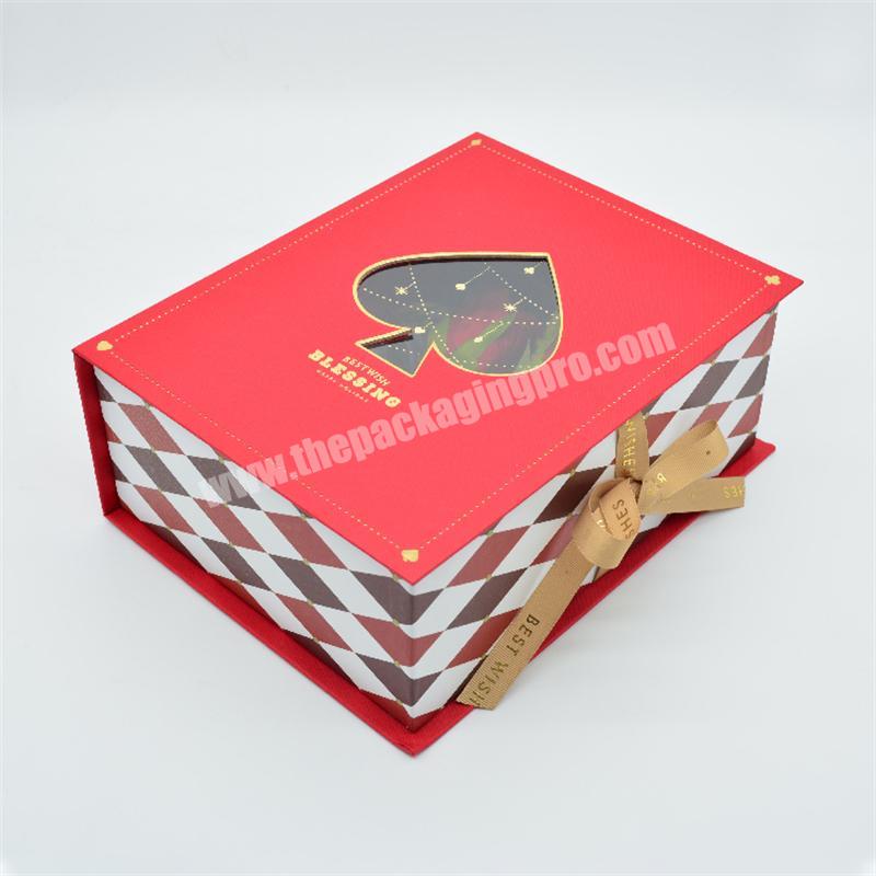 Factory Wholesale Custom Logo Red Hair Extension Wig Packaging Clothes Gift Box with Ribbon