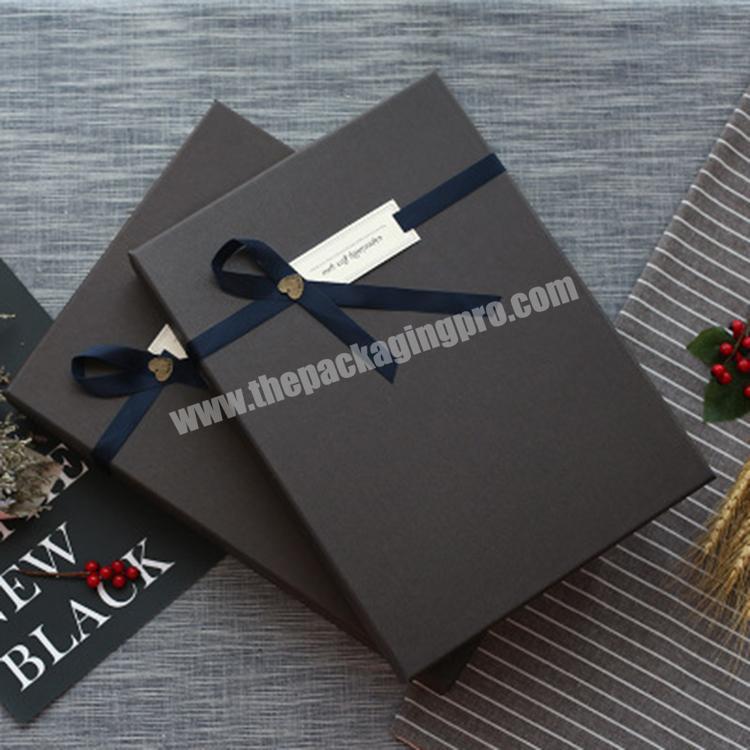 Fancy Low Price Reasonable Luxury Rectangular T-shirt Cardboard Gift Packaging Box Custom Logo With Ribbon Ties