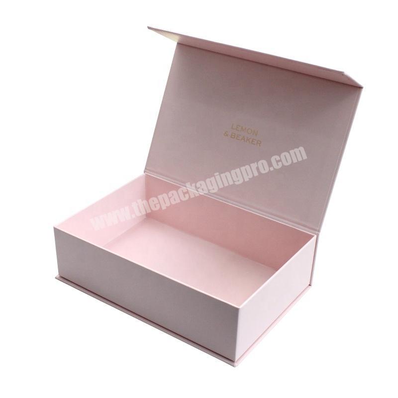 Favour Boxes Wholesale Gold Foil Stamping Card Book Shaped Pink Paper Magnetic  Book Style  Rigid Box