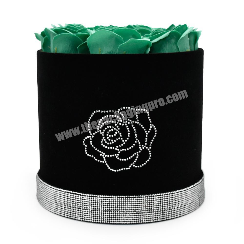 Flower Bouquets Box Packaging Luxury Shining Mothers Day Mom I Love You diamond Encrusted Velvet Rigid Boxes 2mm+157 Art Paper