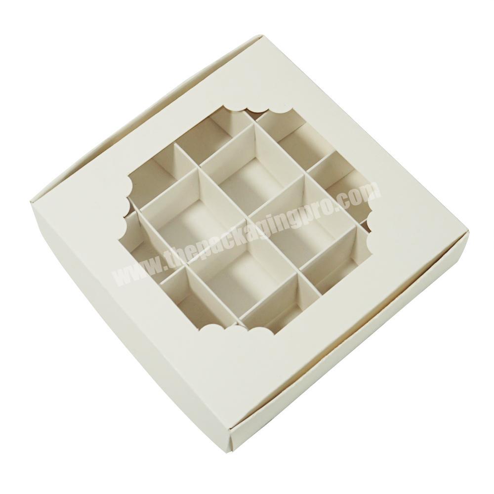 Foldable Clamshell Box The White 16 Cells Chocolate Packaging Food & Beverage Packaging Art Paper Disposable 15*15*3.5cm 500pcs