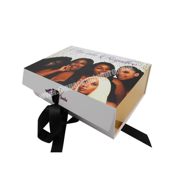 Folding Apparel Gift Box with Ribbon Custom Logo Luxury Wedding Dress Shoes Magnetic Packaging Box boxycharm free