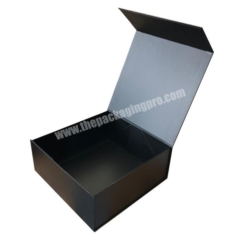Folding Magnetic Gift Box Shoes Packaging with Lid for Men's Clothing Shirt Luxury Custom Logo Printing Flip Rigid Black Accept