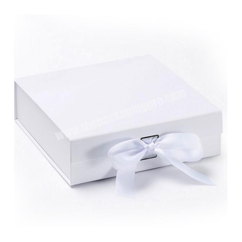 Folding ribbon Gift Box Paper Packing White Decoration Luxury Cardboard Magnetic Small Packaging Boxes Custom Logo