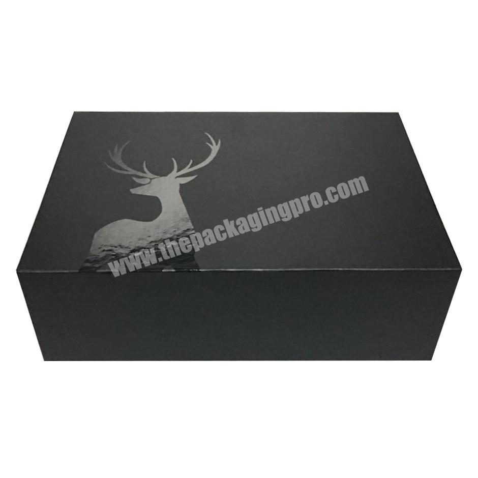 Folding rigid paper cardboard gift box with magnetic closure
