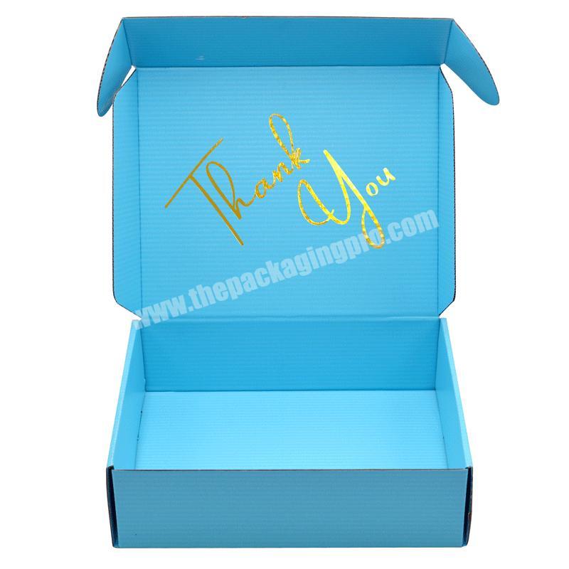 Free Design Cyan Custom Packaging Beauty  Women Clothes Corrugated Paper Mailer Box, Hair Extension Shipping Packing Box