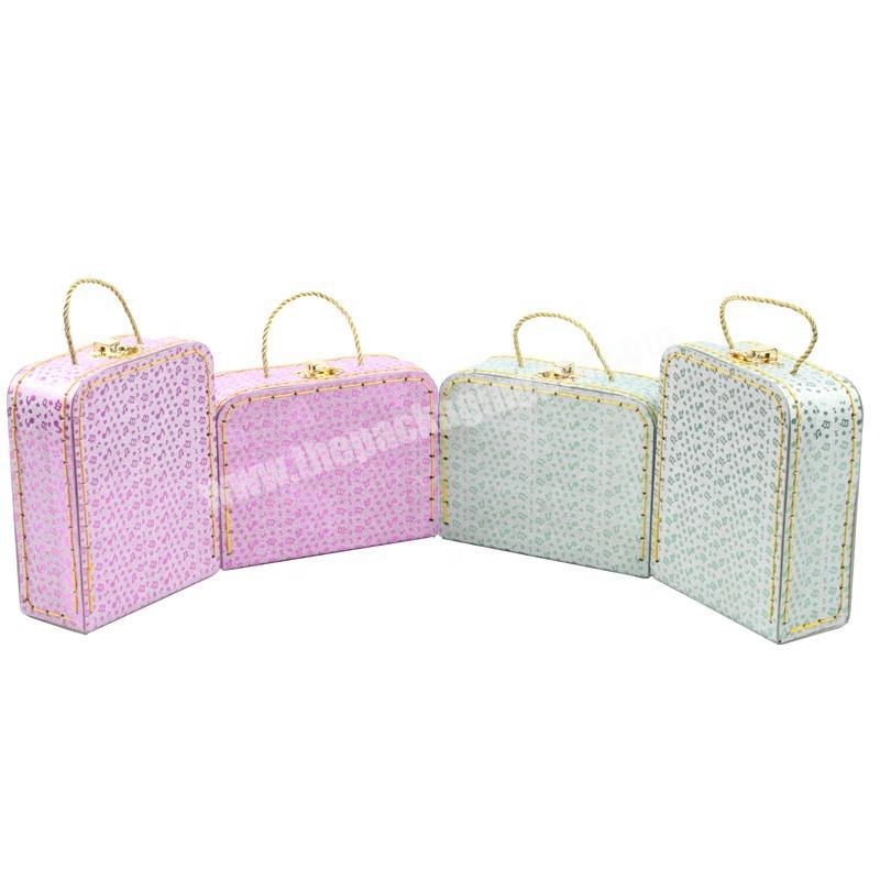 Free Design Mini Gift Box Twist Rope Handle Mini Cardboard Suitcase Packaging