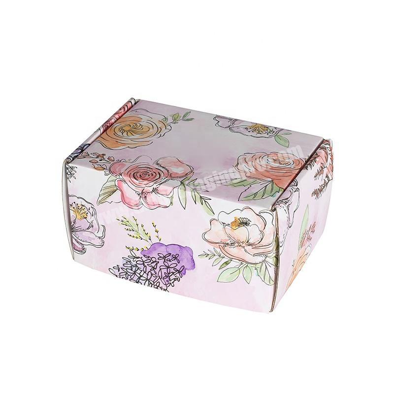 Free Sample Custom Logo Flower Design Cosmetic Corrugated Packaging Mailer box Shipping Box Paper box