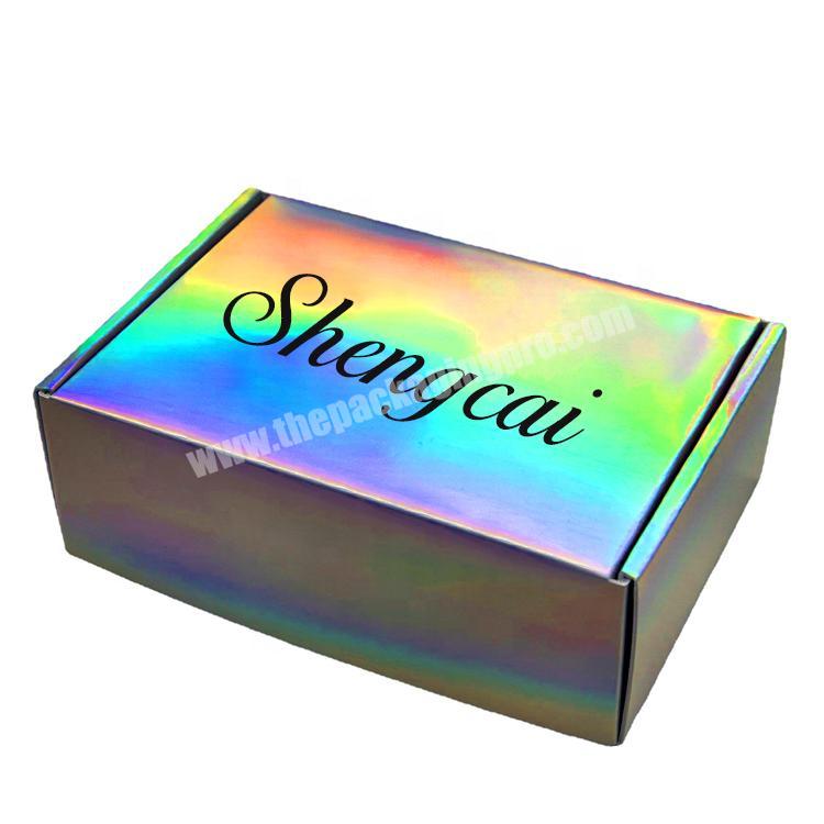 Free sample custom logo hologram shinny cosmetic corrugated packaging mailer box shipping paper box