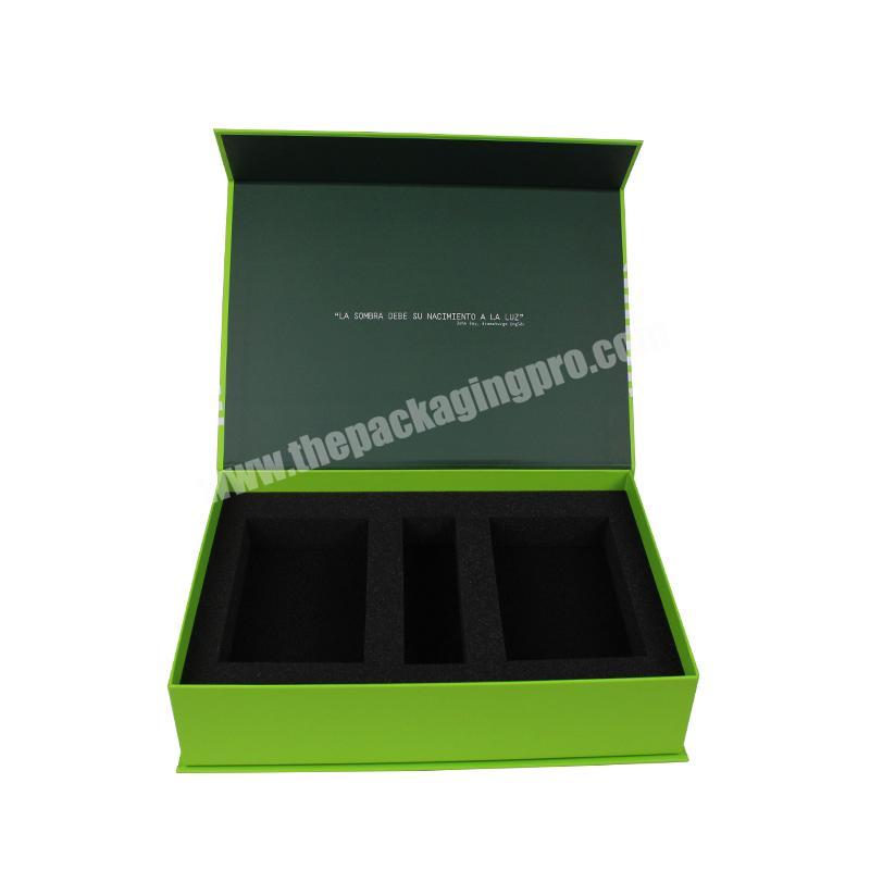 Full Color Printing Matt Green Magnetic Packaging Custom Boxes With Foam Insert Gift Cardboard for Cosmetics