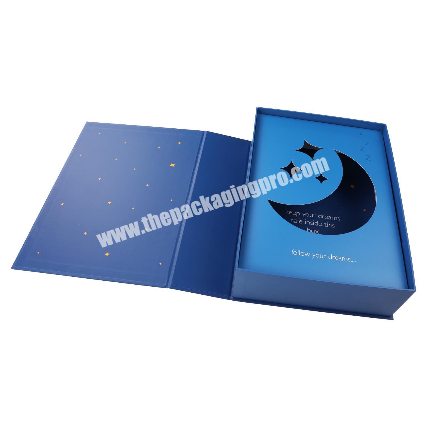 Luxury wholesale high quality customize logo printing book style gift packagingboxes with paper insert