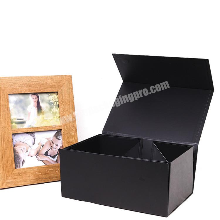 Gift Box Packaging High-capacity Luxury Foldable Rigid Black Elegant Paper Packaging Boxes with Custom Design Logo Paperboard
