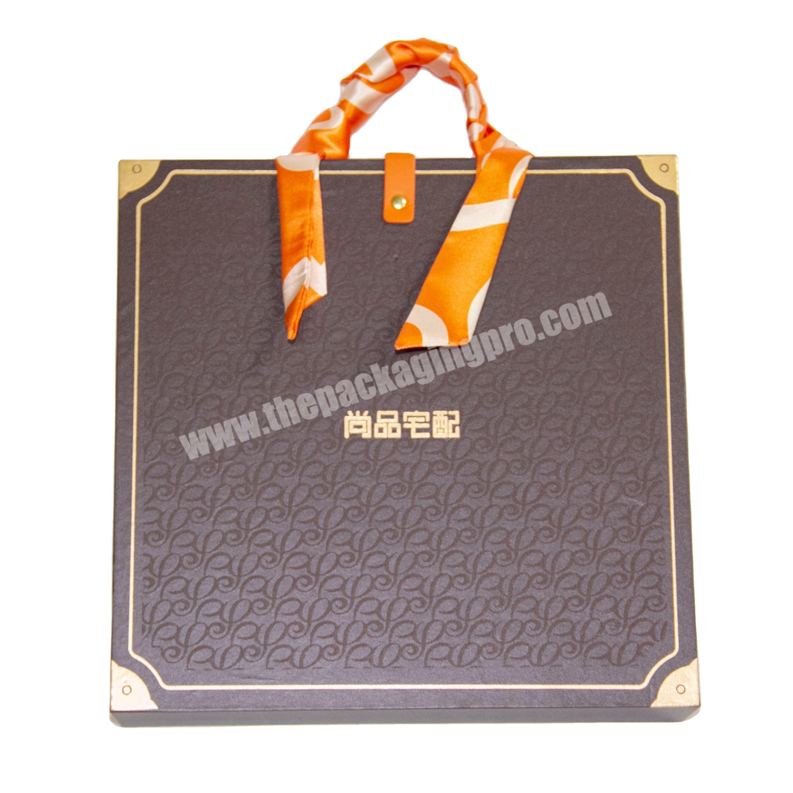 Global Sales Custom Logo Empty Black Paper Packaging Gift Box Foldable Ribbon Packaging Magnetic Gift Paper Box