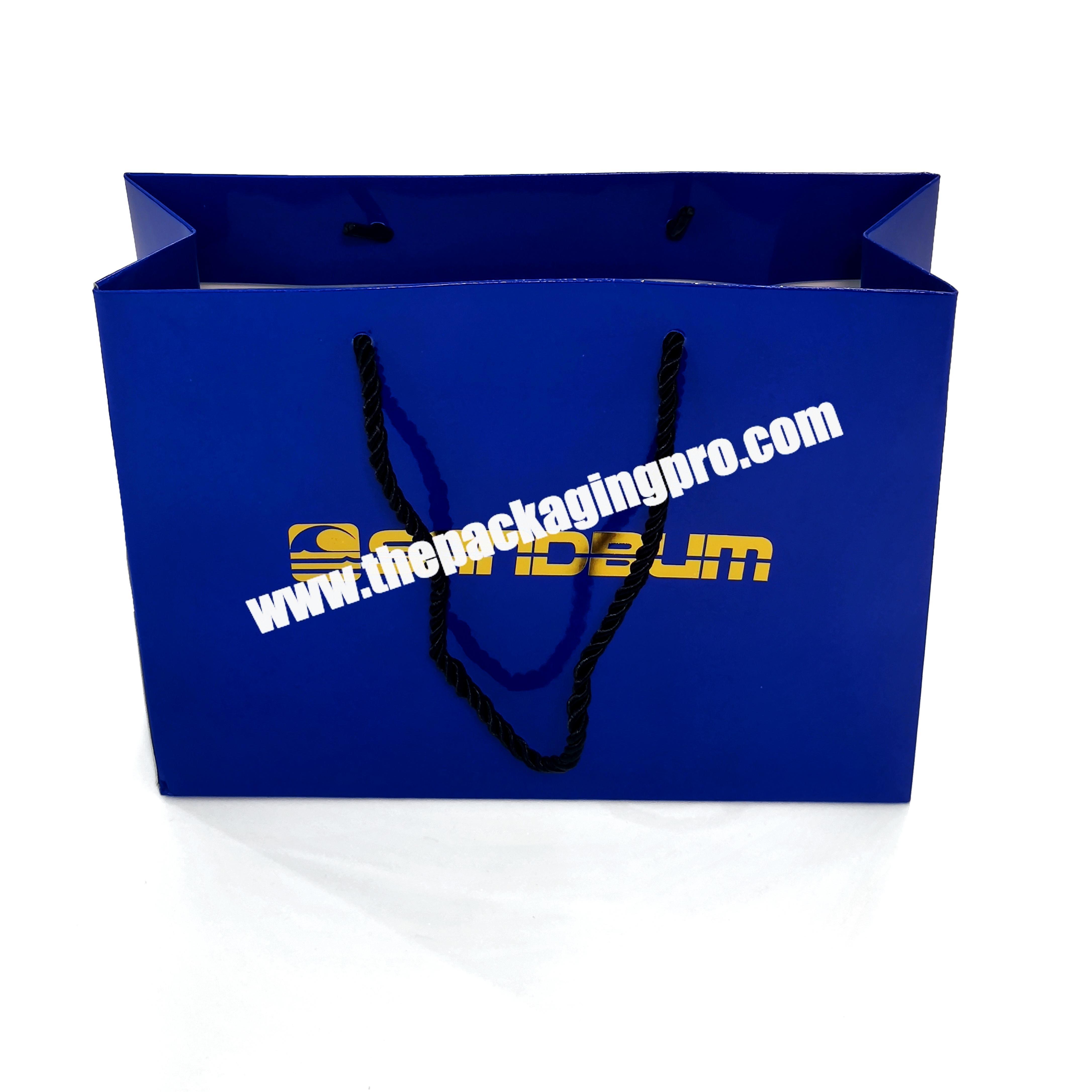 Gold Foil Gloss Packaging Paper Bags Wholesale Custom Hard Reflective Blue Pack Corrugated Paper Handmade Customized