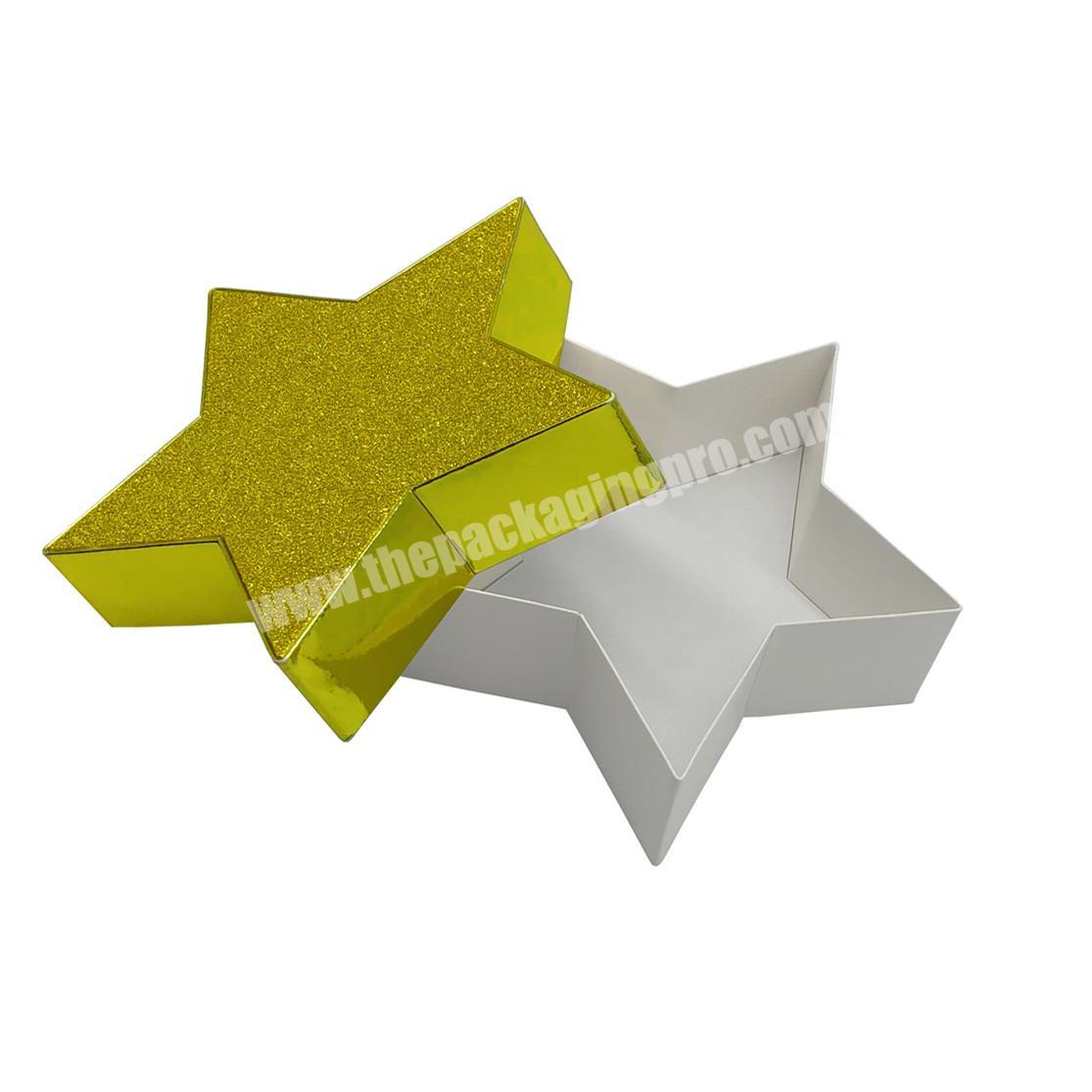 Golden Glittery Star Shaped Paper Box Pentastar Packaging Box Candy Chocolate Paper Gift Box