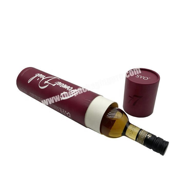 Good Price Red Wine Tube Round Cardboard Gift Packaging Custom Logo Printing Elegant Wine Bottle Packaging Box