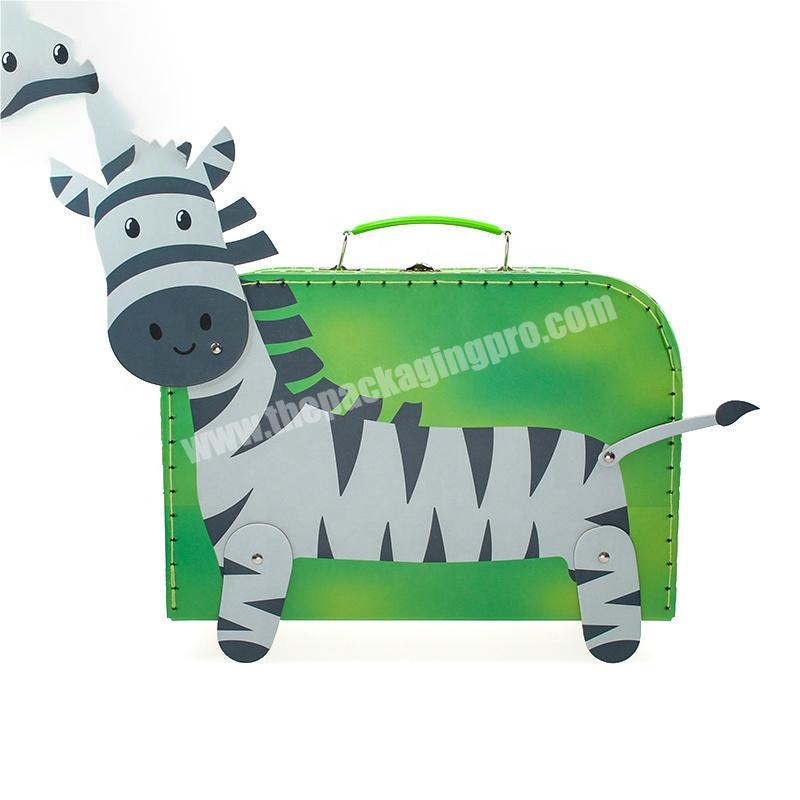 Green Horse Mini Paper Suitcase Gift Cute Packing Baby Toy Cardboard Suitcase Gift Packaging Printing Paper Box Paperboard
