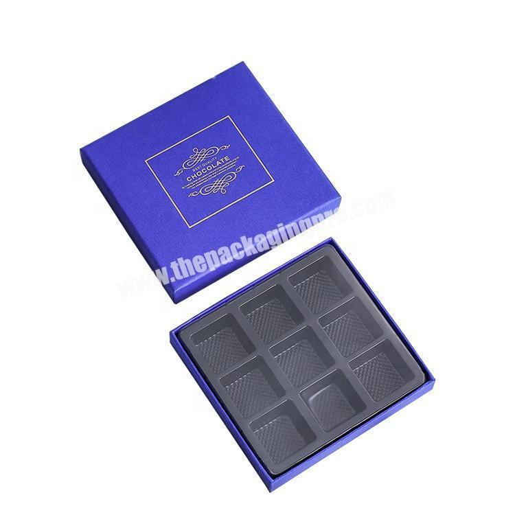 Guangzhou Factory Manufacturer Candy Packaging 9pcs 12pcs 16pcs Gift Cardboard Paper Boxes Chocolate With Blister Tray