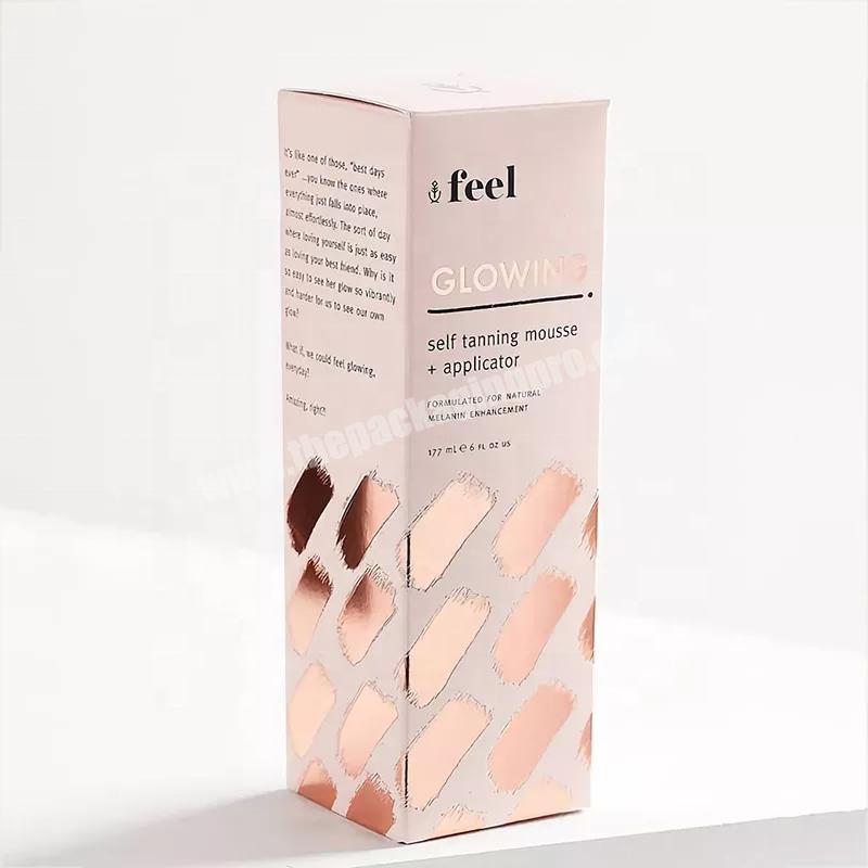 Guangzhou Luxury Custom Printed Tube Bottle rose color Cosmetics Packaging Paper Box For SkinCare Essential Oil
