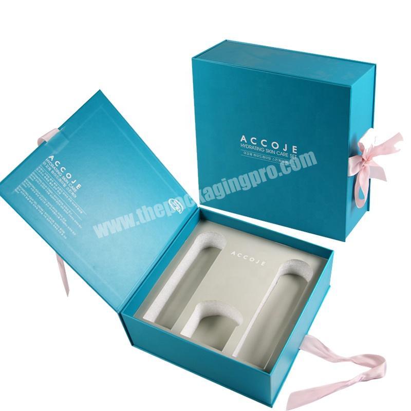 Guangzhou manufacturer wholesale magnetic gift boxes with ribbon closure