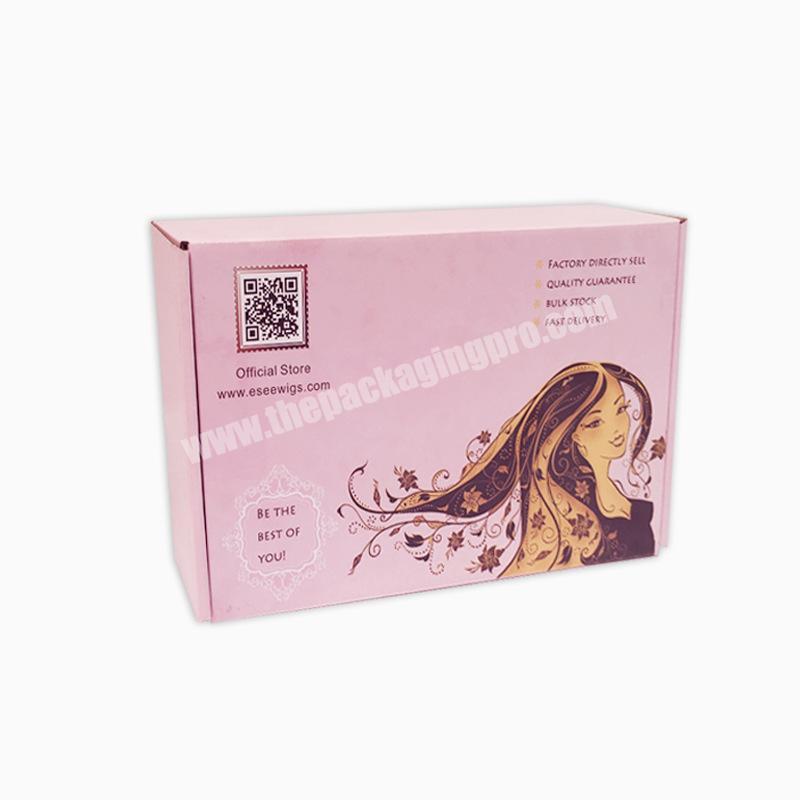 Guangzhou recycled e flute corrugated cardboard pink custom mailer paper carton box hair packaging
