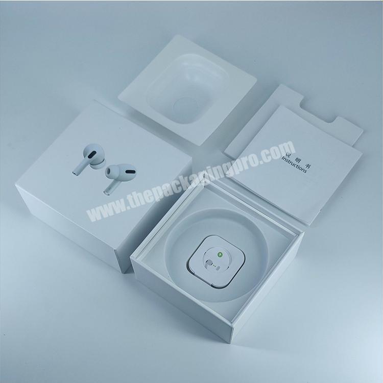 Guangzhou white gift paper custom Earphone recycled Uv coating paper packaging printing rigid base and lid box