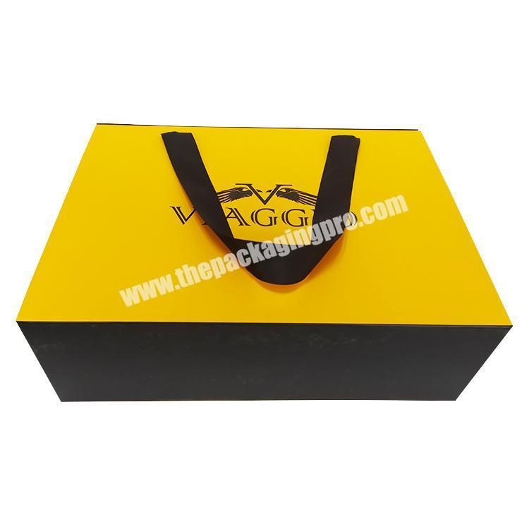 High quality custom Luxury big size Paper Gift Packaging Folding Magnetic Box with ribbon for clothes