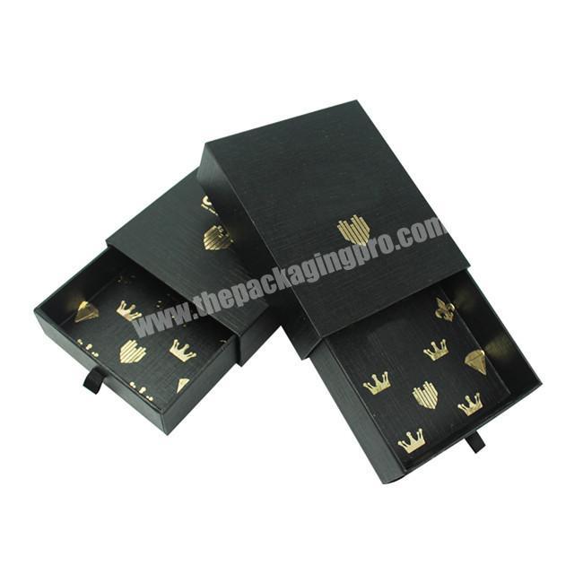 HS Luxury custom High Quality Matt Black Cardboard Sliding Drawer Style Paper Packaging Small Gift Jewelry Box