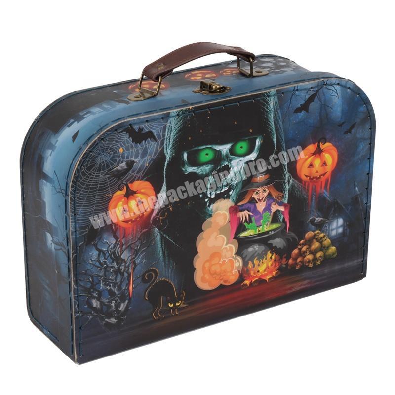 Halloween pumpkin lantern  decorative cardboard suitcase box with stitching