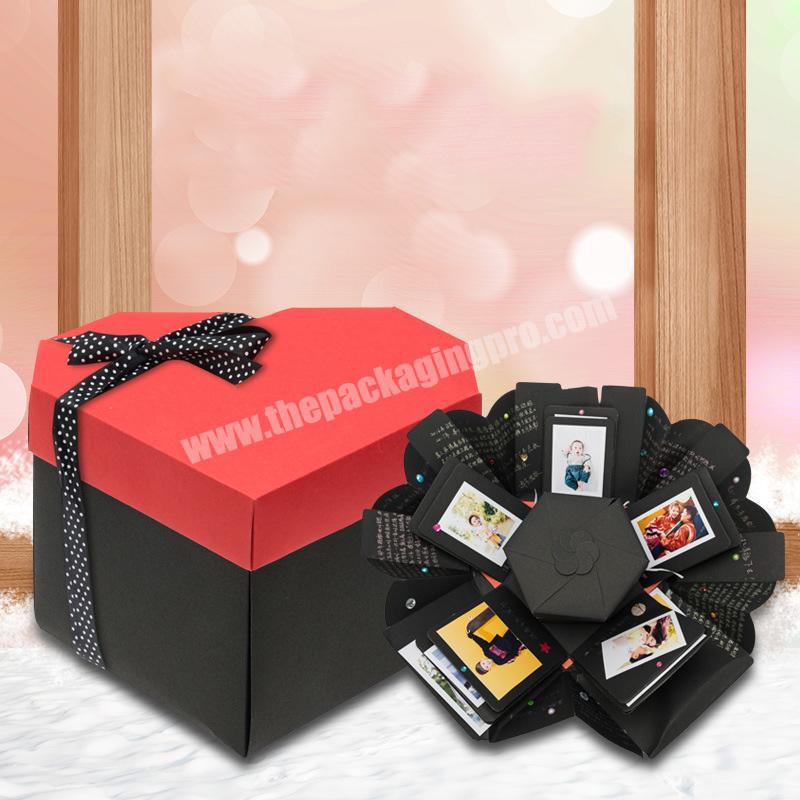 Heart shaped paper surprise explosion birthday gift Valentine's day diy photo album box creative gift packaging box ready ship