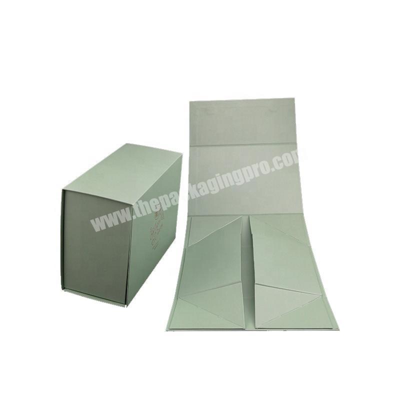 High-End  Foldable Packaging Rigid Gift Box Green Paper Foldable Magnetic Folding Gift Boxes