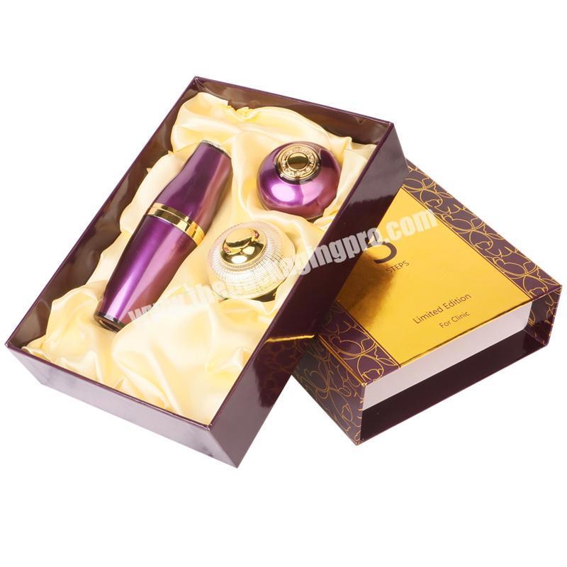 Luxury Custom Gold Shiny Printed Cosmetics Gift Set Drawer Slide Box Packaging For CreamLotionMaskEyes Cream