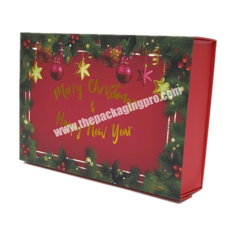 High Quality Durable Using Various Luxury Hot Stamping Red Packaging Boxes Merry Christmas Gift Box