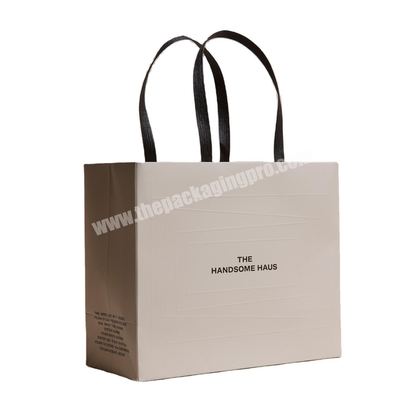 High Quality Gold Stamping Oem Pink Paper Bag With Grosgrain Ribbon Handle