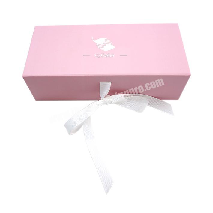 High Quality Pink Foldable Gift Packaging Box  For Wedding Custom Logo Wedding GIft Packaging Box With Ribbon