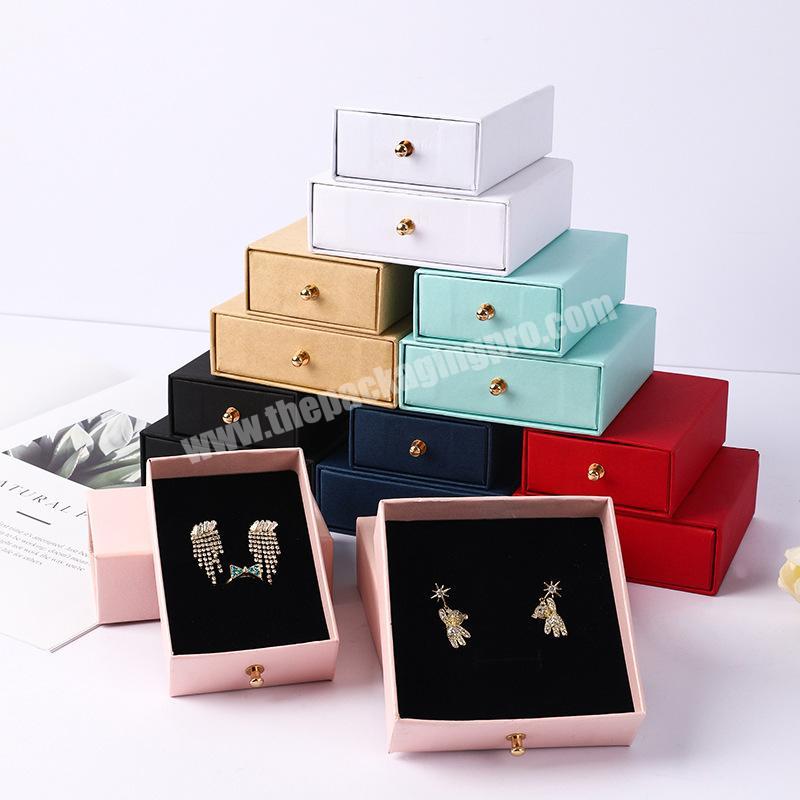 High end eco friendly custom logo paper cardboard ring necklace bracelet earring jewellery drawer storage boxes packaging