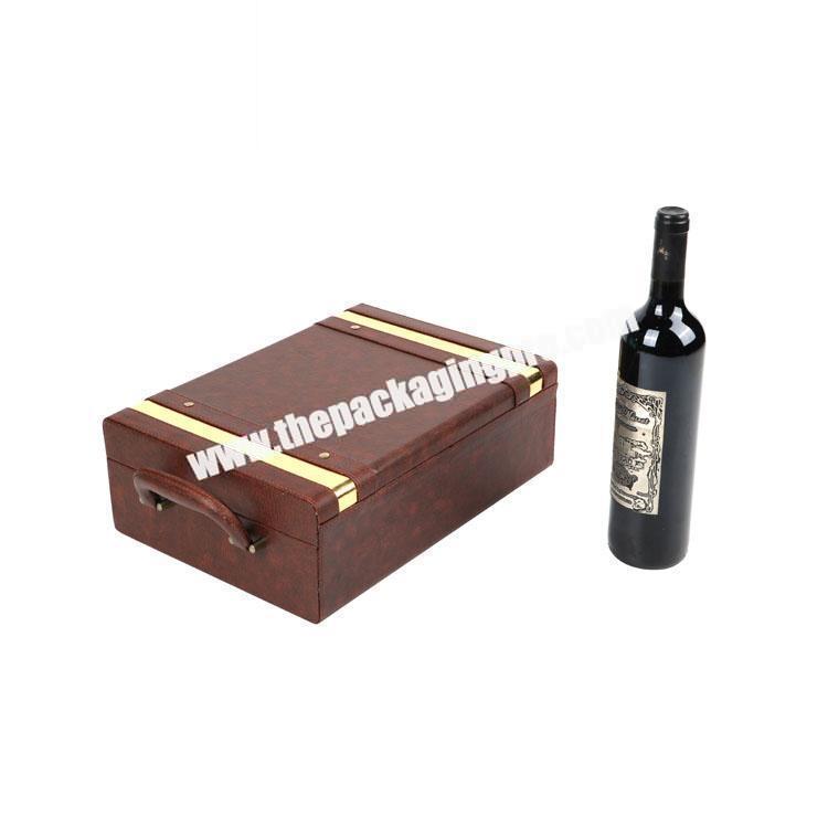 Luxury custom logo promotional leather Red Wine pu leather box wine gift box