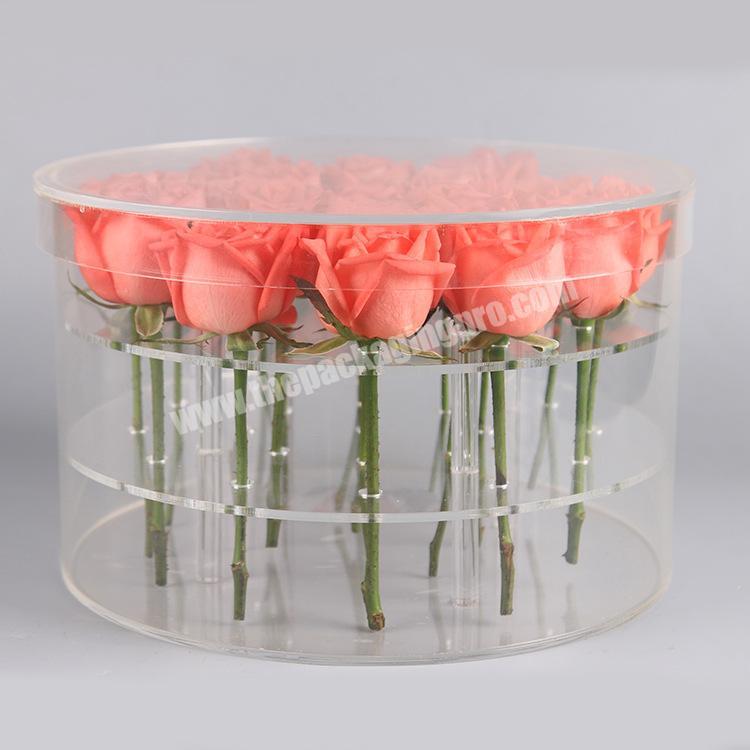 High quality transparent acrylic soap flowers round gift packaging boxes for wedding flower arrangement display box wholesale