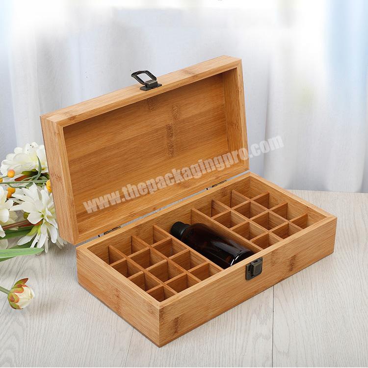 High quality wooden divided perfume oil bottles packaging box luxury wooden perfume essential oils organizer storage box