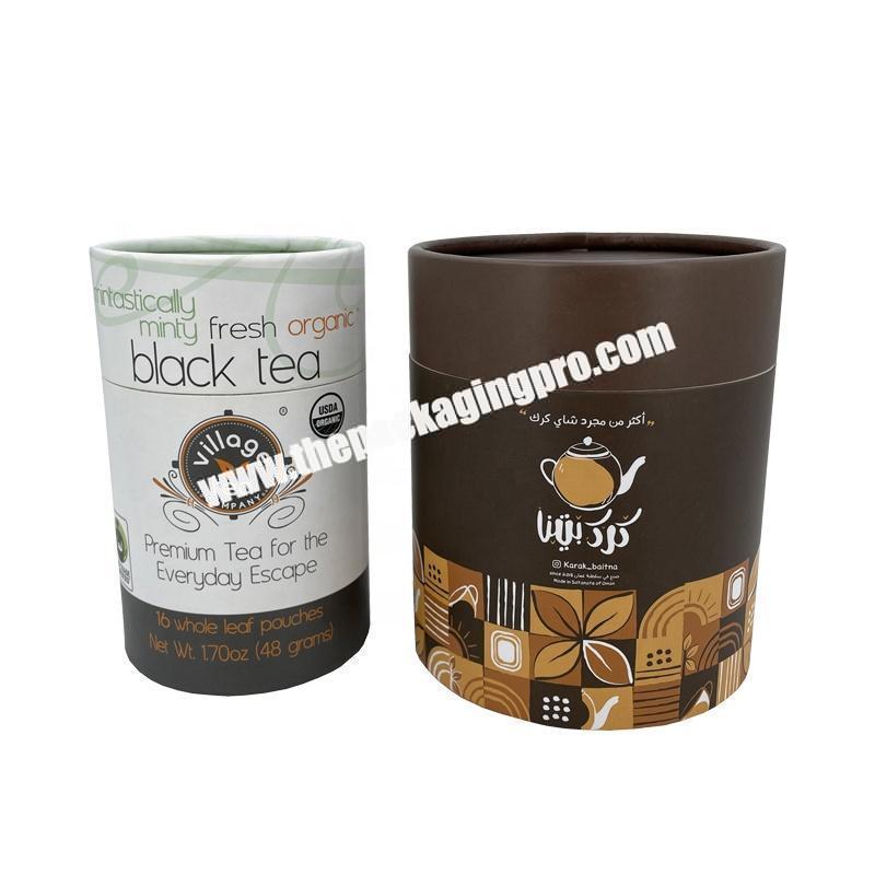 Honey Coffee Tea Bag Paper Tube Cylinder Package Round Shape Food Grade Material Custom Tea Box Packaging