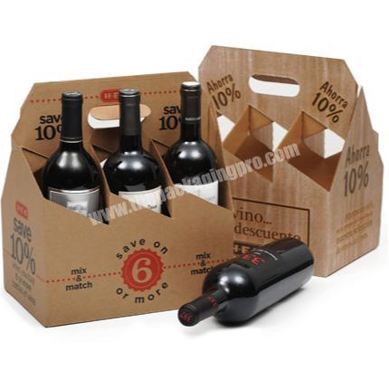 Hot!!! Custom Printed Kraft Paper Wine Boxes, 4-Bottle Paper Bottle Carriers For Sale