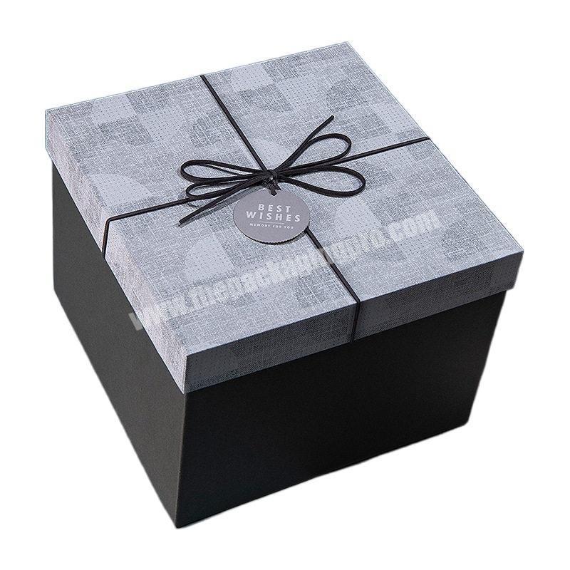 Hot Fancy Magnet Box Carton Black Flat Luxury Magnetic Folding Storage Paper Gift Box With Ribbon